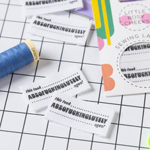 Load image into Gallery viewer, Little Rosy Cheeks Absofucking Lutely Ages woven sewing labels