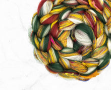 Load image into Gallery viewer, Christmas Lights Shetland Wool Sari Silk Roving Wool Top Fibre, 100g