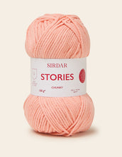 Load image into Gallery viewer, Ball of pink yarn with Sirdar Stories label on a light beige background