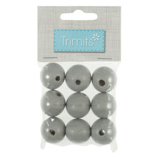 Load image into Gallery viewer, Wooden Craft Beads, 25mm, packs of 9, Grey