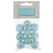 Load image into Gallery viewer, Wooden Craft Beads, 25mm, packs of 9, Pale Blue
