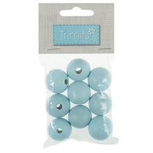 Load image into Gallery viewer, Wooden Craft Beads, 25mm, packs of 9, Pale Blue
