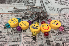 Load image into Gallery viewer, Set of 5 Emoji Knitting Crochet Stitch Markers