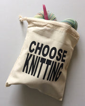 Load image into Gallery viewer, Choose Yarn, Knitting, Crochet, Cotton Drawstring Project Tote Bag