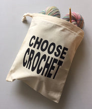 Load image into Gallery viewer, Choose Yarn, Knitting, Crochet, Cotton Drawstring Project Tote Bag