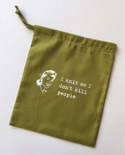 Load image into Gallery viewer, I Crochet So I Don’t Kill People Cotton Drawstring Tote Bag