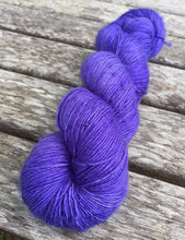 Load image into Gallery viewer, Superwash Merino Single Ply Fingering Yarn, 100g/3.5oz, Serendipity, Hyacinth Purple, Semi Solid