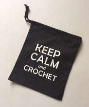 Load image into Gallery viewer, Keep Calm and Crochet Cotton Drawstring Tote Bag