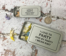 Load image into Gallery viewer, Notions Tin, I Like to Party and by Party I Mean Knit