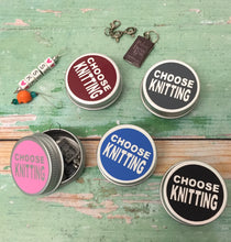 Load image into Gallery viewer, Round Notions Tin, Choose Knitting