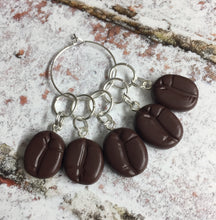 Load image into Gallery viewer, Set of Coffee Beans Stitch Markers Progress Keepers