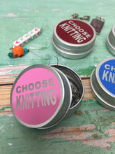 Load image into Gallery viewer, Round Notions Tin, Choose Knitting