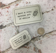 Load image into Gallery viewer, Notions Tin, Special Set of Skills, Knitting