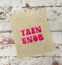 Load image into Gallery viewer, Yarn Snob Cotton Drawstring Tote Bag