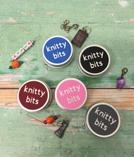 Load image into Gallery viewer, Round Notions Tin, Knitty Bits