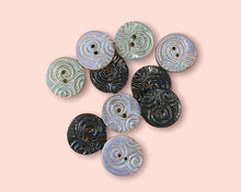 Load image into Gallery viewer, Celtic Spiral/Triskele Ceramic Buttons, 27mm