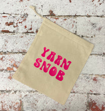 Load image into Gallery viewer, Yarn Snob Cotton Drawstring Tote Bag