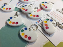Load image into Gallery viewer, Set of 4 Paint Palette Charms Stitch Markers Progress Keepers