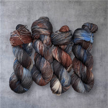 Load image into Gallery viewer, Superwash Merino Nylon Titanium Sock Yarn, 100g/3.5oz, Leather and Jeans
