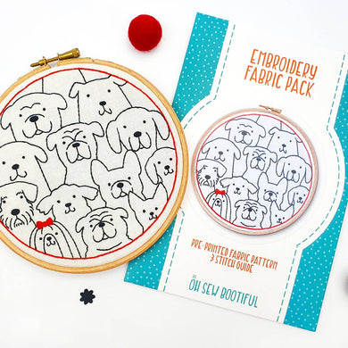 Dogs Handmade Embroidery Pattern Fabric Pack by Oh Sew Bootiful
