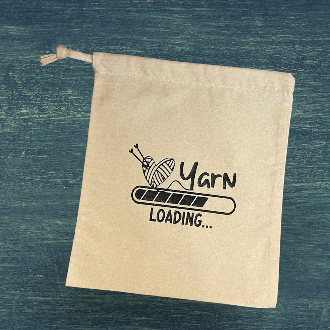 Yarn Loading, Knitting Cotton Drawstring Project Tote Bag