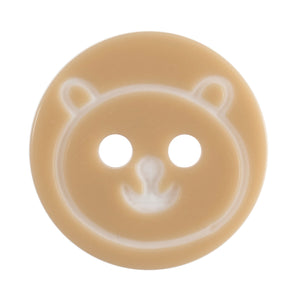 Teddy Bear Face Buttons, Cream, 13mm