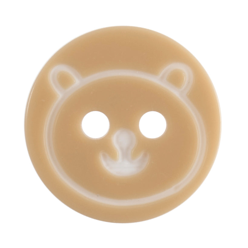 Teddy Bear Face Buttons, Cream, 13mm