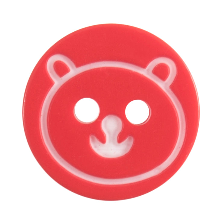 Teddy Bear Face Buttons, Red, 13mm