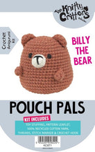 Load image into Gallery viewer, Knitty Critters Pouch Pals Crochet Kit - Billy the Bear
