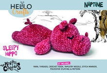 Load image into Gallery viewer, Knitty Critters Naptime Crochet Kit Sleepy Hippo
