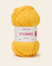 Load image into Gallery viewer, Yellow ball of Sirdar Stories Chunky yarn on a beige background
