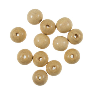 Beech Wooden Beads, 15mm, packs of 12