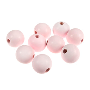 Wooden Craft Beads, 25mm, packs of 9, Pale Pink