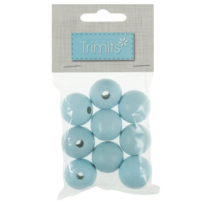 Wooden Craft Beads, 25mm, packs of 9, Pale Blue
