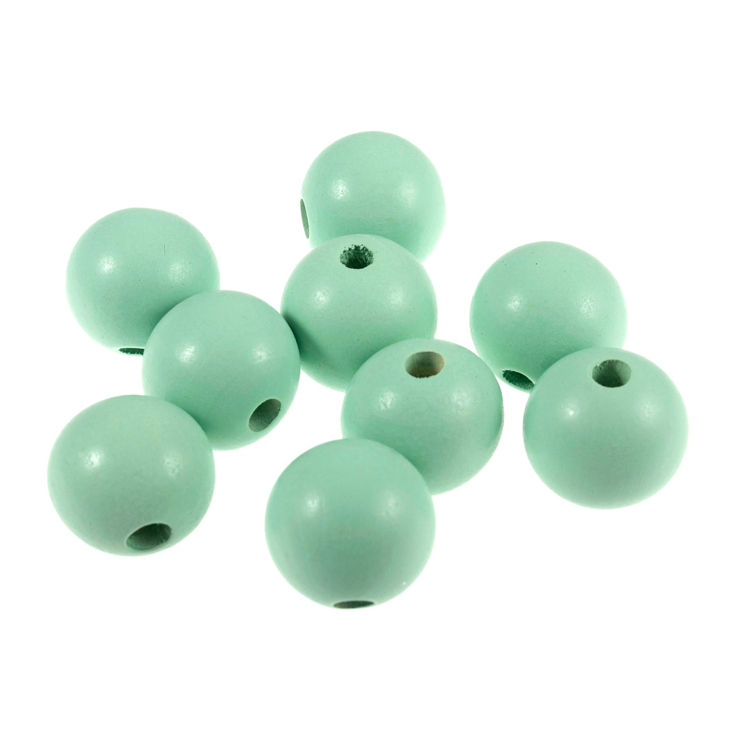 Wooden Craft Beads, 25mm, packs of 9, Mint