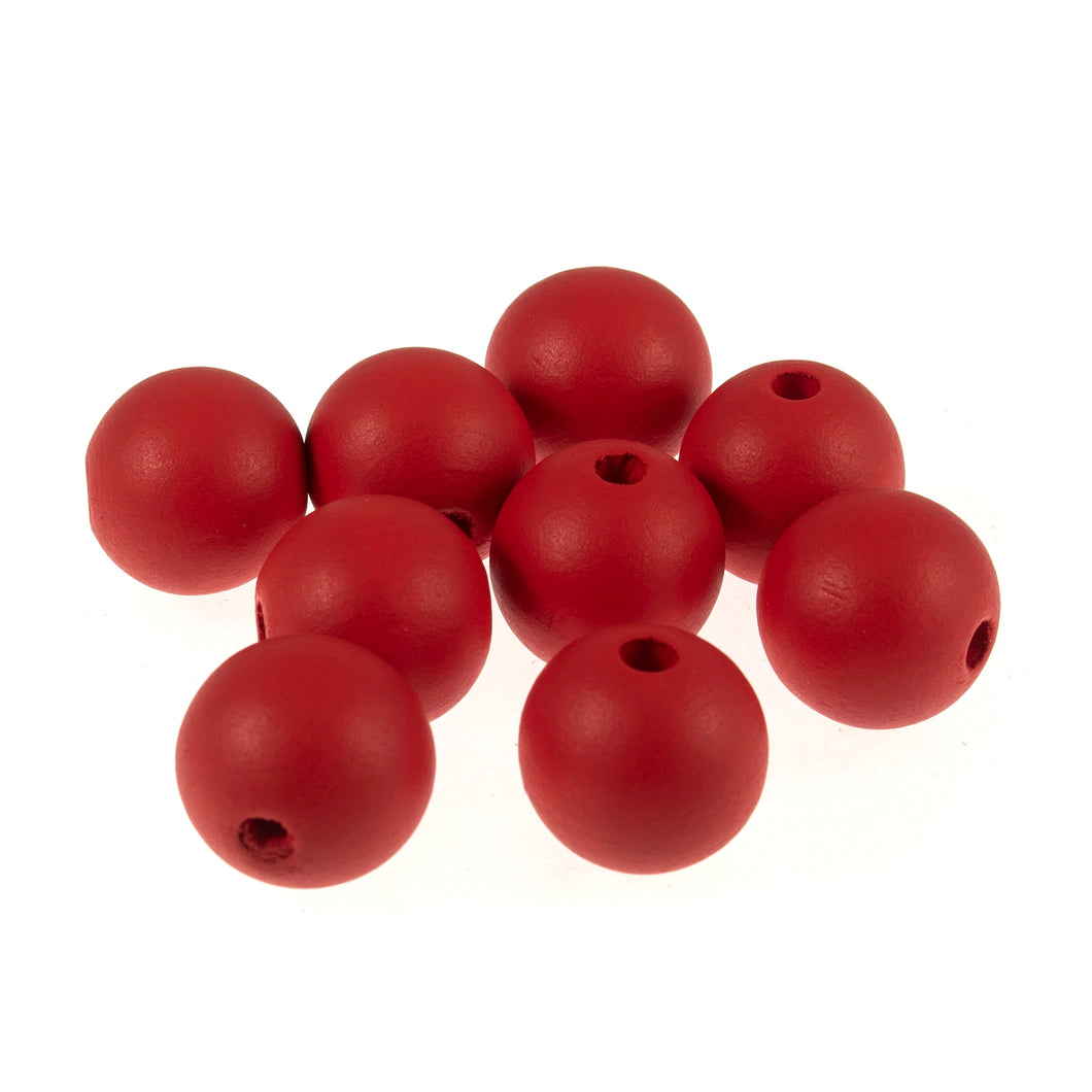 Wooden Craft Beads, 25mm, packs of 9, Red