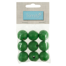 Load image into Gallery viewer, Wooden Craft Beads, 25mm, packs of 9, Green
