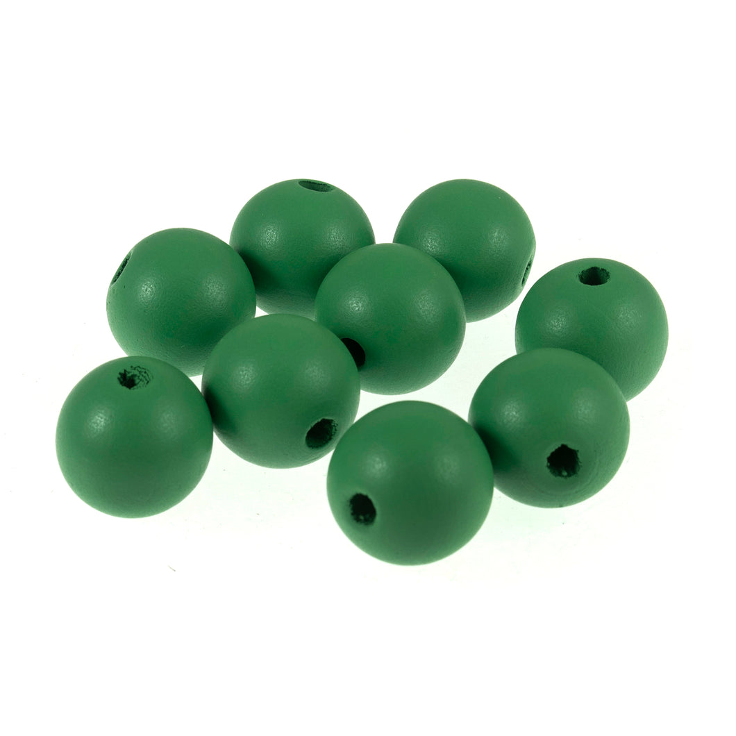 Wooden Craft Beads, 25mm, packs of 9, Green