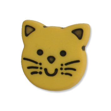 Yellow Kitten Buttons, 14mm