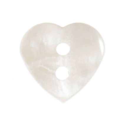 Pearl Cream Heart Buttons, 15mm