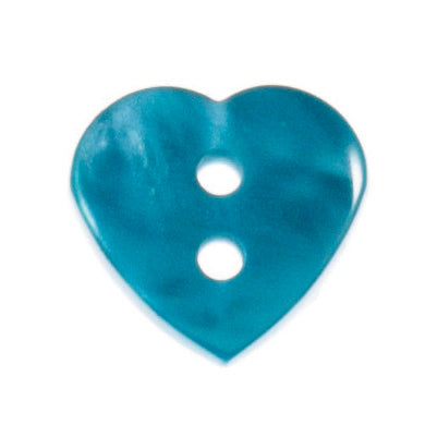 Aqua Blue Heart Buttons, 15mm