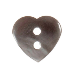 Grey Heart Buttons, 15mm