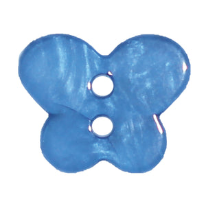 Mid Blue Butterfly Buttons, 17mm