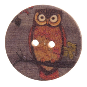 Patterned Owl Buttons, 30mm