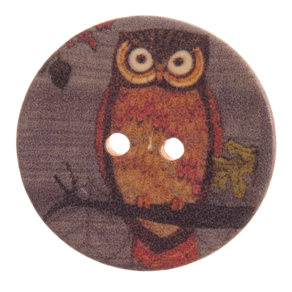 Patterned Owl Buttons, 30mm