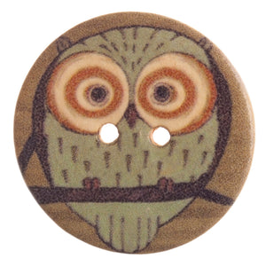 Patterned Owl Buttons, 30mm