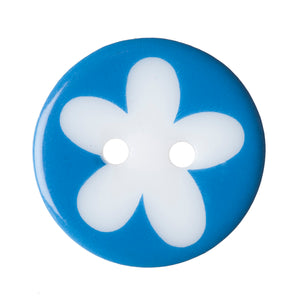 Navy Blue Flower Buttons, 17mm