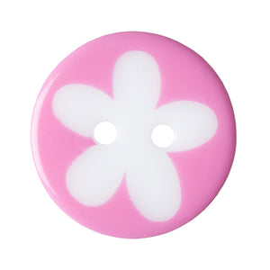 Dark Pink Flower Buttons, 17mm