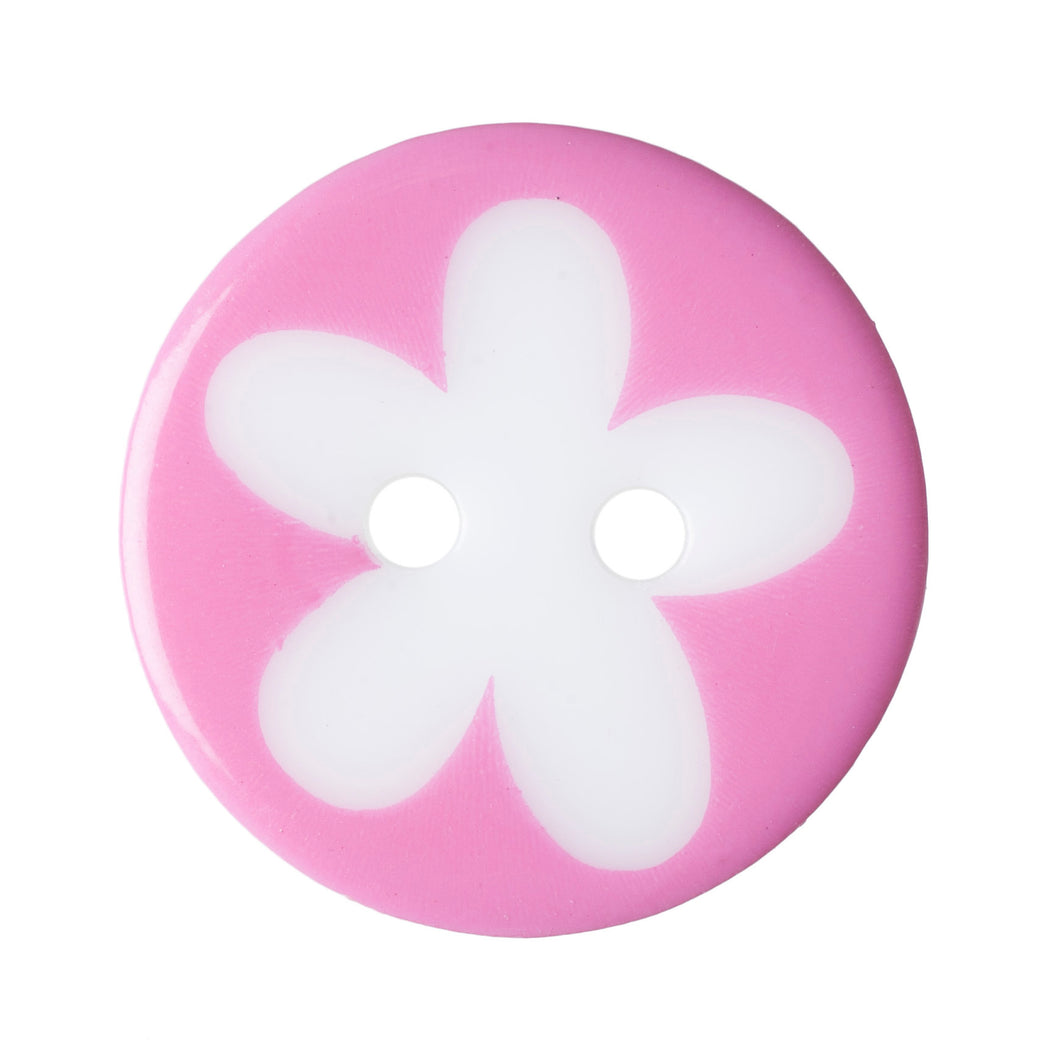 Dark Pink Flower Buttons, 17mm