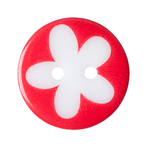 Red Flower Buttons, 17mm